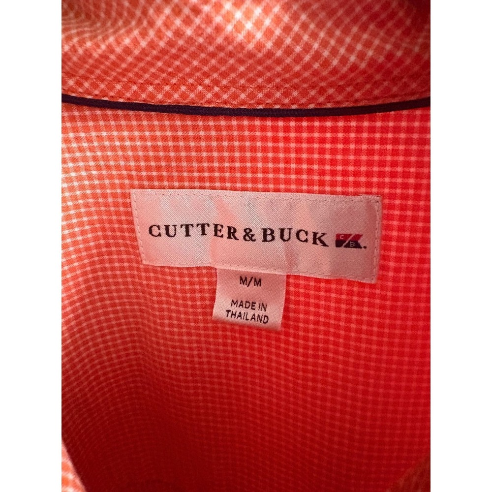 Cutter & Buck Clemson Tigers Orange Gingham Button Down Shirt Mens Medium - Picture 3 of 4